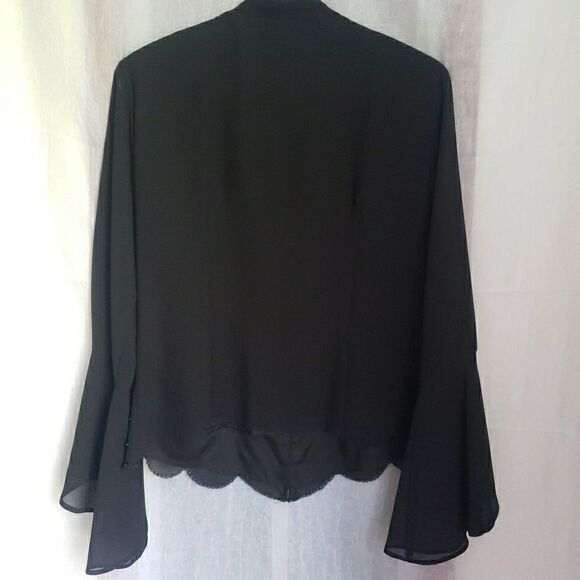VTG J.R Nites by Caliendo Top Size 6 Black Beaded Blouse Bell Sleeve Whimsy Goth - Picture 6 of 10